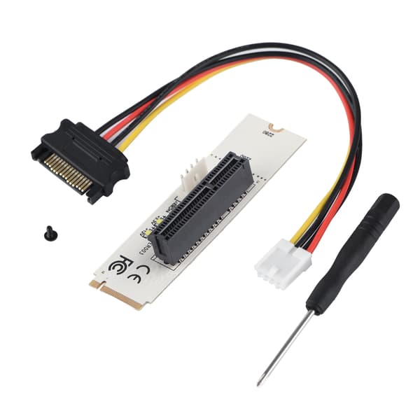 NGFF M.2 Key M til PCI-E Express 4X Riser Card Adapter med LED spændingsindikator SATA strømkabel