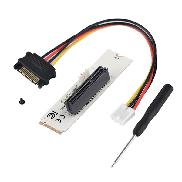 NGFF M.2 Key M til PCI-E Express 4X Riser-kort Adapter med LED-spenningsindikator SATA-strømkabel