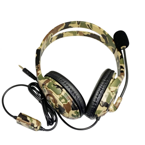 PS4 Camouflage Bilateral Large Headset Headset Wired Game Headset（Gul-grøn）