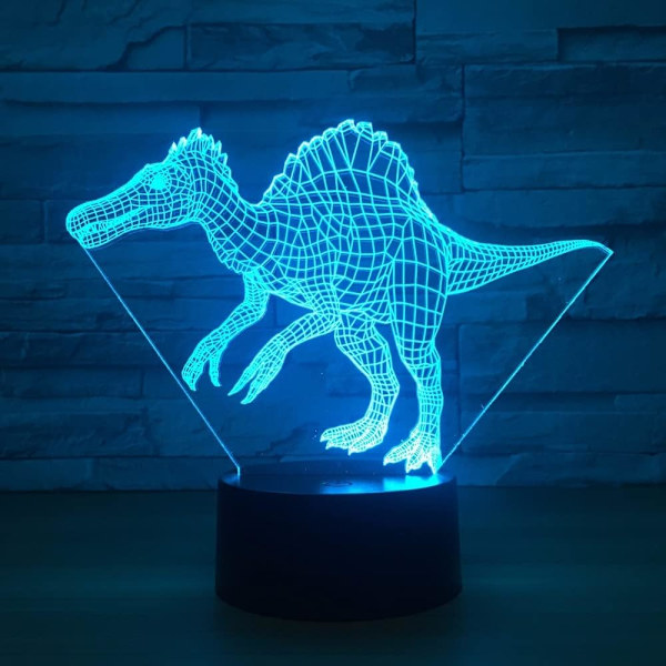 3D Dinosaur LED Bordlampe USB Dyr 3D Nattelykter 7 Farger USB 3D Illusionslys for Stue Dekorativ Atmosfærisk Lampe