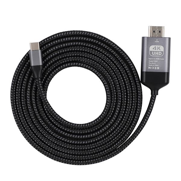 Type C - HDMI -kaapeli 4K60hz alumiinikuori punottu 2M USB C - HDTV MacBook Pro 15 ja 13 2017 / 2016