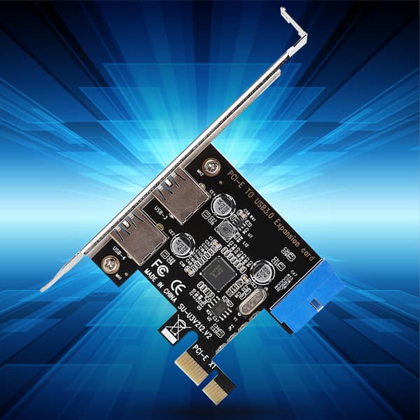 F2T2 PCI-E til USB3.0 Konverter Utvidelseskort 2 USB Port 5.0Gbps PCI-E Adapterkort