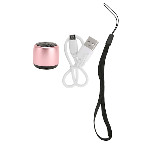 Mini Bluetooth-kaiutin, raskas subwoofer, USB-ladattava, metalli, kannettava langaton kaiutin puhelimeen, tablet-tietokoneeseen, vaaleanpunainen