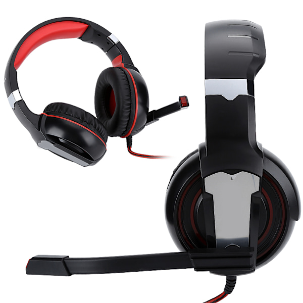 HG‑2 Gaming Headset Kablet On‑Ear Hodetelefoner Subwoofer Stereo med LED Mikrofon for PS4