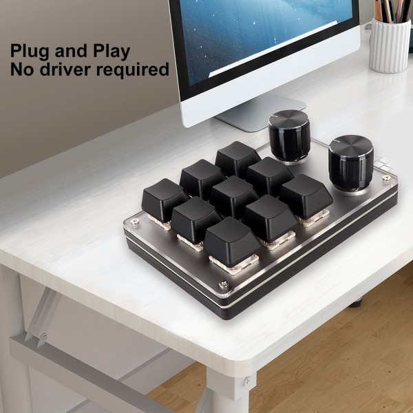 Punainen kytkin makronäppäimistö Plug and Play Ergonomiset mukautetut nupit USB -mininäppäimistö pöytätietokoneelle 9 näppäintä 2 nuppia