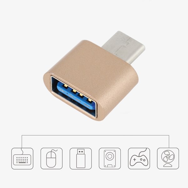 3PCS Bärbar Mini Metall USB3.0 till Typ-C OTG-Anslutningsadapter (Guld)
