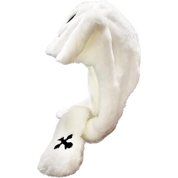 Korvia liikuttava hyppypäähattu Hauska pehmohaamuhattu Unisex Korvaläpät Liikuteltavat korvat Hattu Cosplay Halloween（valkoinen）