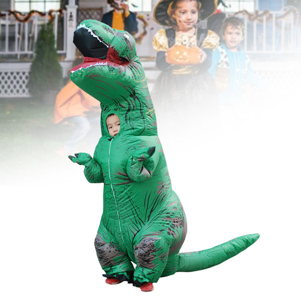 Dinosauriedräkt T Rex Uppblåsbar Dinosauriedräkt för Halloween Cosplay Fest Jul Green 120‑140cm