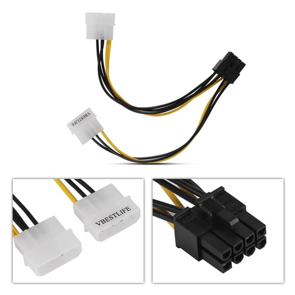 16cm 5 tommer 8 Pin PCI Express Han til Dobbelt LP4 4Pin IDE Strømkabel Adapter