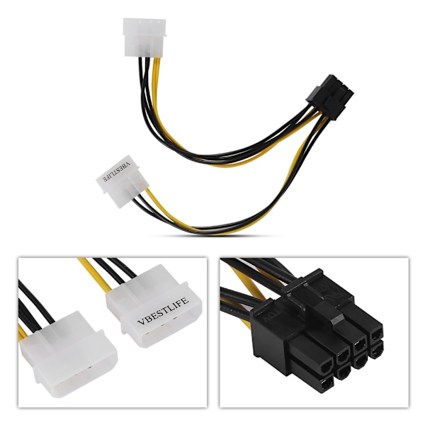 16cm 5 tuuman 8-pin PCI Express -uros - kaksois LP4 4-pin IDE -virtakaapeliadapteri