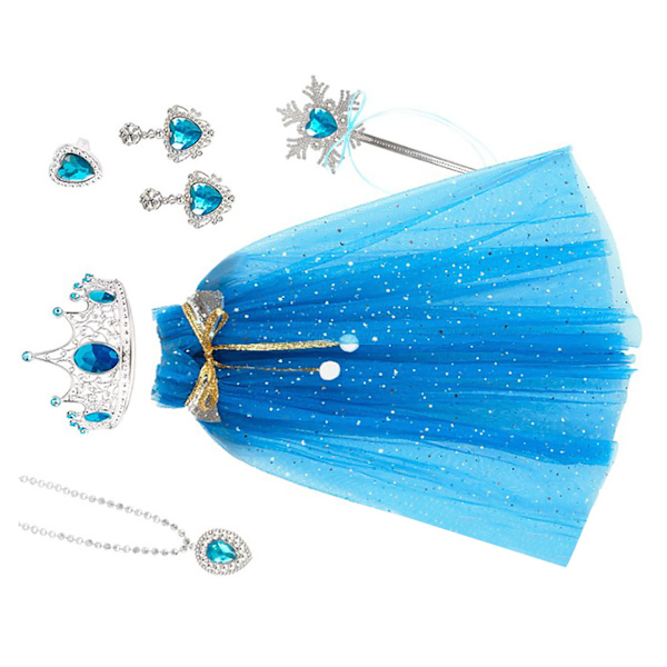 Flickor Prinsessa Klä Ut Leksak Ljus Cape Elastiska Smycken Halsband Krona Trollstav Prinsessa Leksaker för Lek Låtsas