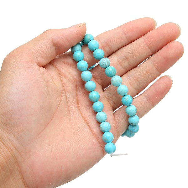 Turkosblå pärlor 8mm blå glänsande naturstenspärlor runda turkosblå pärlor för DIY armband halsband örhängen