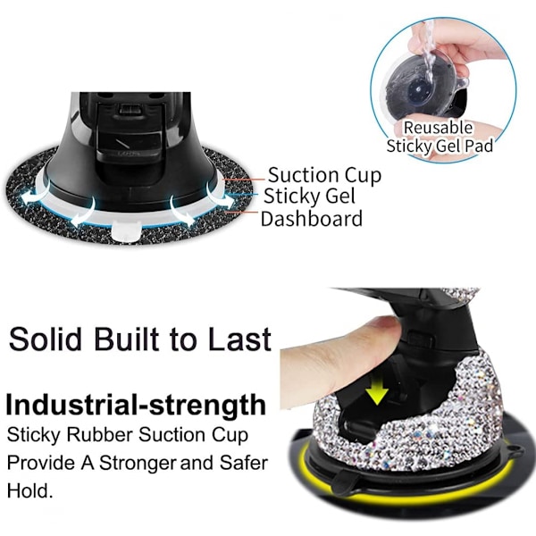 Bling Crystal Auton Puhelinteline, Auton Puhelinteline Säädettävä Yleismaailmallinen, Vahva Tarrallinen Kojelaudan Auton Ilma-aukko Puhelinteline Kojelaudan Matkapuhelinteline, Bla
