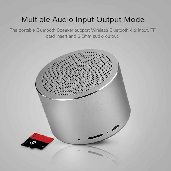 Kannettava Mini Bluetooth-kaiutin Langaton Mini Ulkoinen Stereo Musiikkisoitin LED-valolla Harmaa