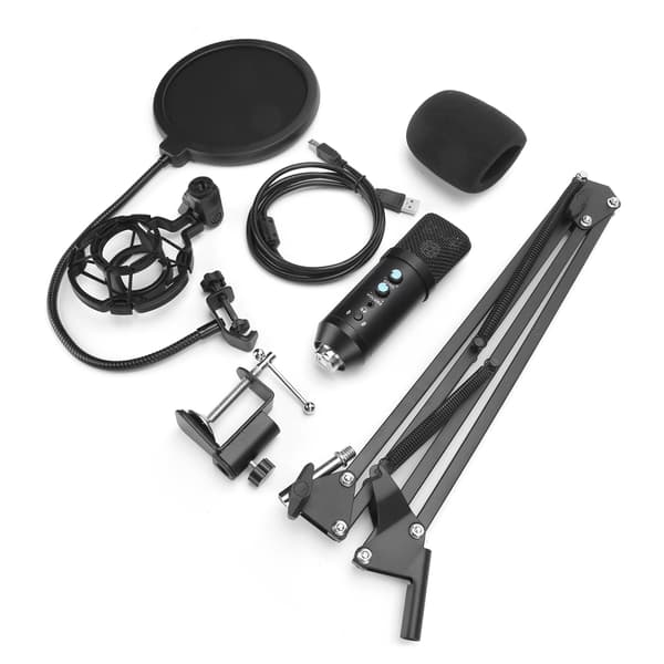 USB Computer Mikrofon Kardioid Kondensator Blæsebeskyttelsesnet MIC Udstyrssæt