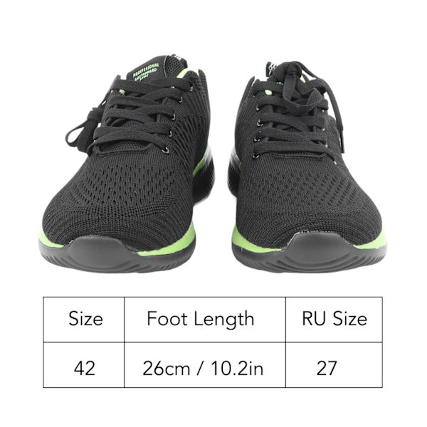 Herr Sneakers Mesh Andas Lättvikt Dämpning Anti Slip Casual Sport Gym Jogging Walking Running Svart Grön 42