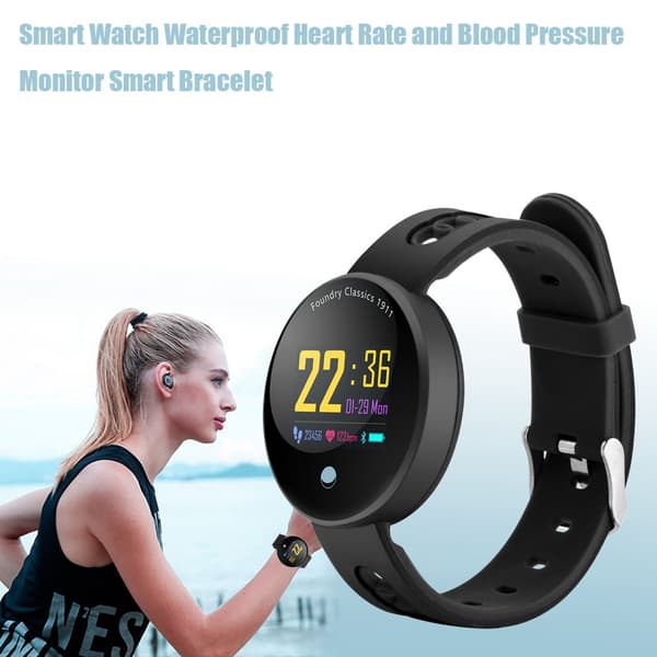 Smart Watch Vandtæt Hjertefrekvens og Blodtryksmonitor Smart Armbånd Sort