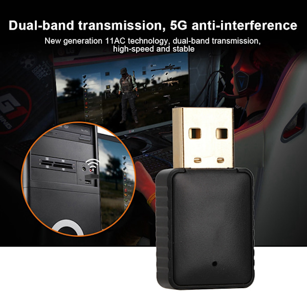 COMFAST CF-925A 600M Drivfri USB Desktop Datamaskin WIFI Dual Band Trådløst Nettverkskort