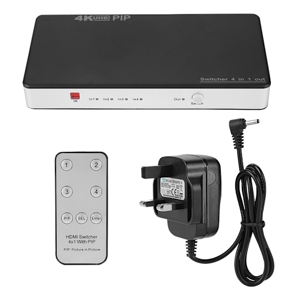 4 port 4K * 2K HDMI Switch Switcher Splitter Selector IR fjernbetjening 100V-240V