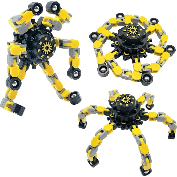 3-pack fingertopp gyro fidget spinner, DIY deformerbar kedjelänkar fingertopp snurrande robot för vuxna och barn