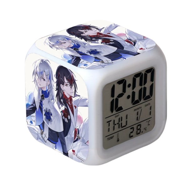 Wekity Anime vækkeur One Piece LED Square Clock Digitalt vækkeur med tid, temperatur, alarm, dato
