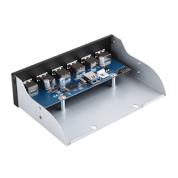 VBESTLIFE 4 USB3.0 + 2 USB2.0 Metall Diskettstasjon Frontpanel Hub Utvidelse SATA Strømadapter