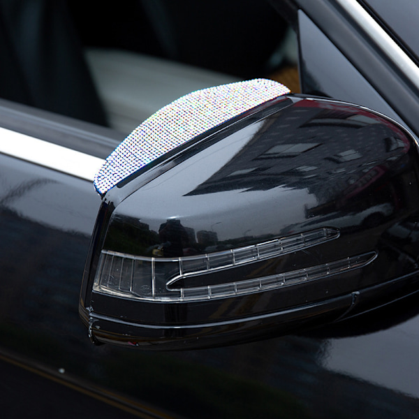 2 stk. Bilens bakspeilregnbryn, Bling Crystal bakspeilregnvisirbeskyttelse, Rhinestone regntett bilside speilregnvisir røykskjul