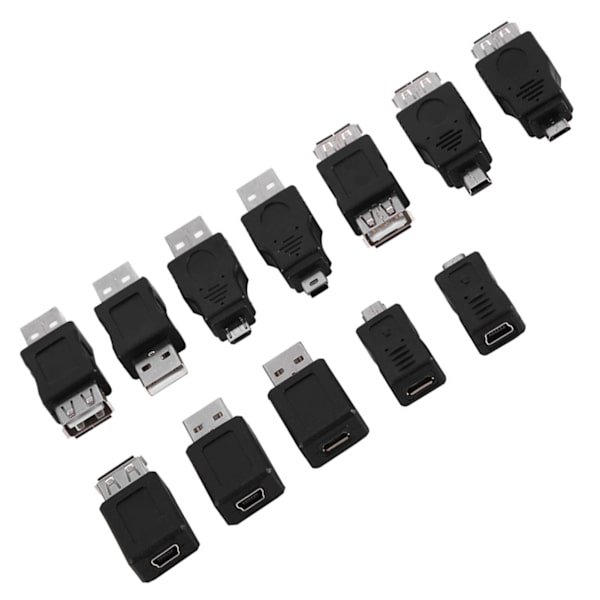 Paket med 12 st olika USB2.0-adaptrar Micro/Mini hane-hona-omvandlare