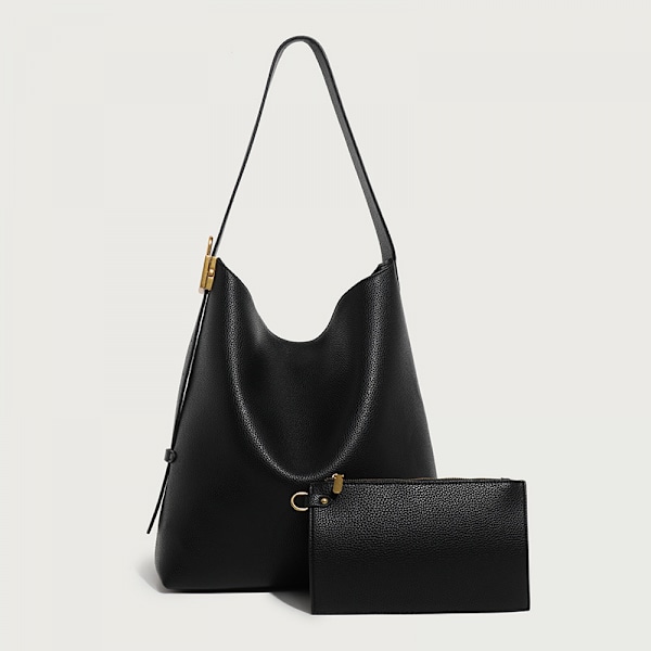 Stor toteväska damväska mjukt läder bucket bag pendlare axelväska fashionabel mångsidig damväska