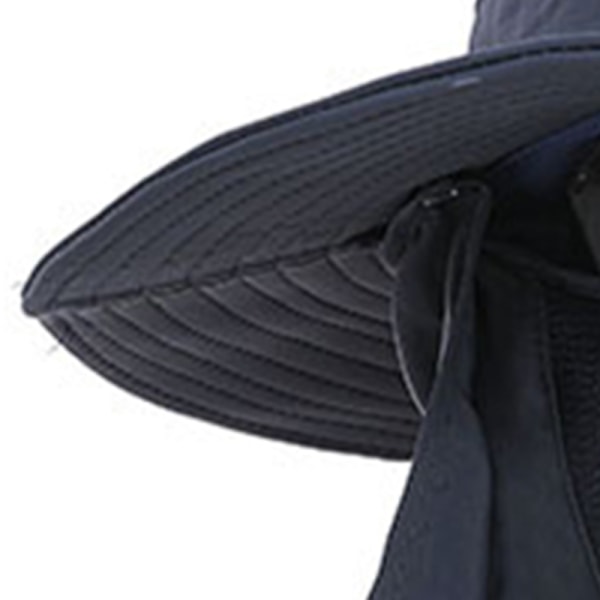 Solhatt UV- cap Bred brättad nylon Andas Snabbtorkande UPF 50+ Fiskehatt med avtagbart cover Mörkblå