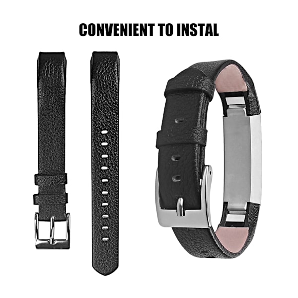 Læderrem til smartwatch, rem til smartarmbånd, udskiftningsrem til håndled til Fitbit Alta (sort)