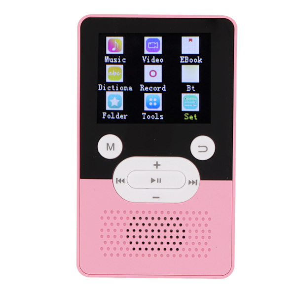 T9 MP4-spiller 1,8 tommers fargeskjerm tapsfritt lyd MP3-spiller med Bluetooth 4.2 Støtter minnekortekspansjon Rosa 8 GB