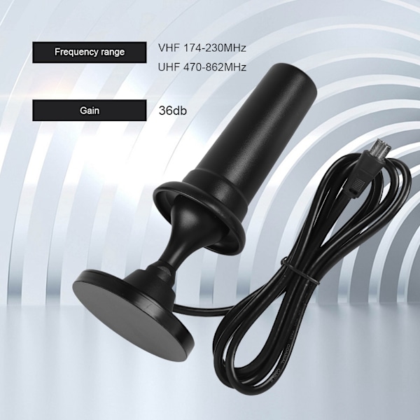 36dbi Bil-tv-antenne UHf VHF Dual Band DTMB/CMMB/DVB-T Antenne Magnetisk Base