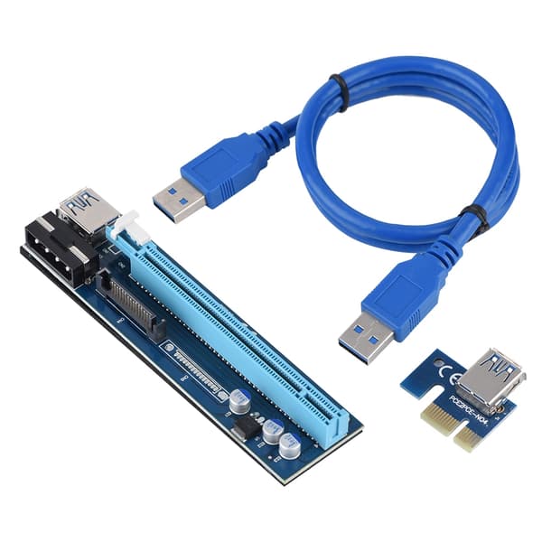 PCI-E Express 1x till 16x 4PIN Mining Extender Riser Card Adapter med USB 3.0-kabel