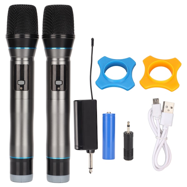 UHF Wireless Microphone Dual Handheld Microphone with Rechargeable Output 6.35 Receiver