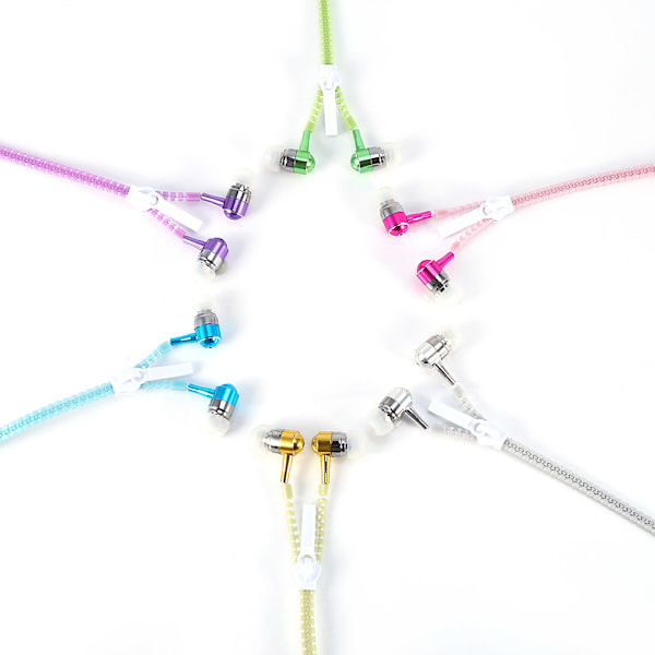 Glow In The Dark Hodetelefoner Lysende Glidelås In-Ear Headset Øretelefon Ørepropp JS
