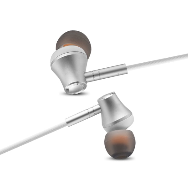 3,5 mm stilfulde metal in-ear ledningshovedtelefoner musikøretelefoner sølv