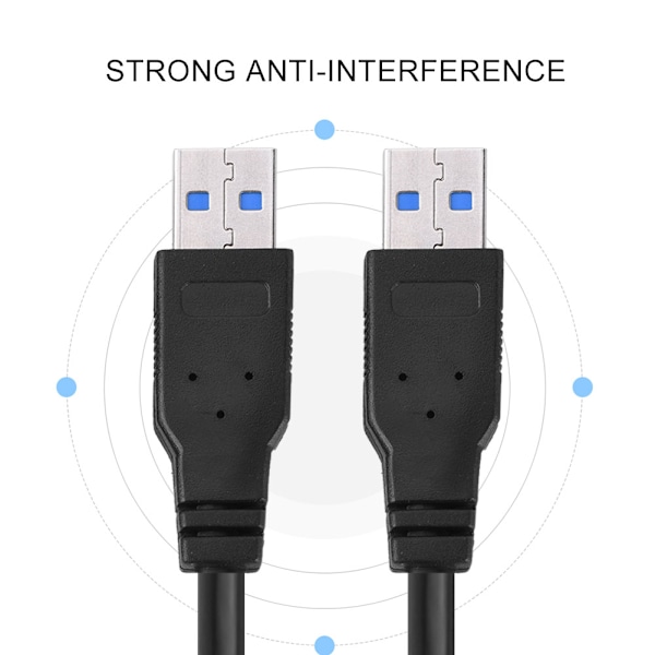USB 3.0 A-han til A-han PVC datakabel - Super hurtig hastighed - Sort (1m)