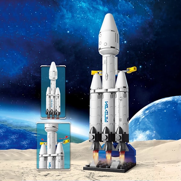 Vilbocr Falcon Heavy rymdraket byggklossset rymdkapsel för 4+ år pojkar barn presentidé Super Heavy Launch Vehicle för barn-69 delar