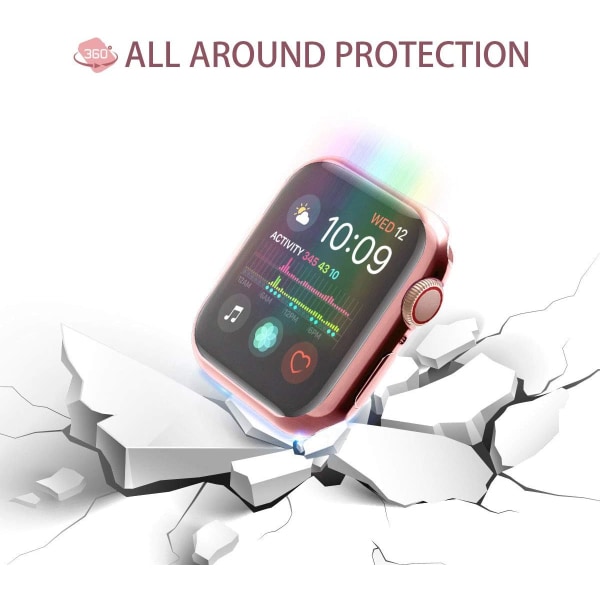[2-Pack]38 mm veske for Apple Watch Screen Protector, samlet beskyttelsesveske TPU HD Ultra-Tynt deksel (1 rosa rosa + 1 gjennomsiktig)