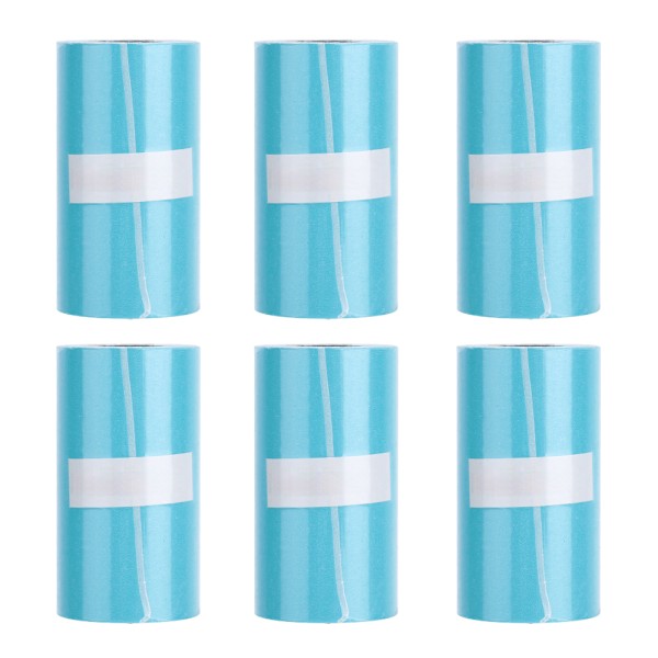 6 ruller blå 57x30mm termisk papir selvklebende termisk utskriftskvitteringspapir
