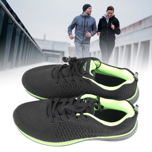 Herr Sneakers Mesh Andas Lättvikt Dämpning Anti Slip Casual Sport Gym Jogging Walking Running Svart Grön 42