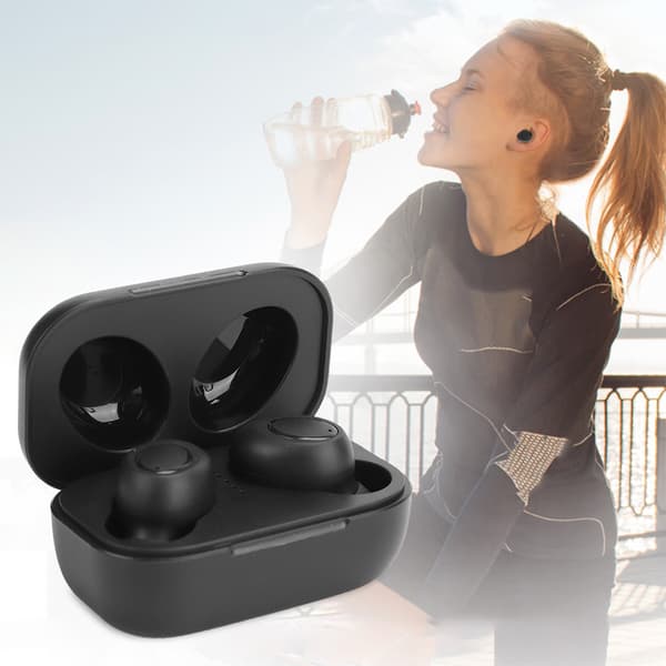 Bærbar Bluetooth5.0-øretelefon Sportsheadset Højdefinitionslydkvalitet sort