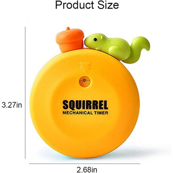 Söta ekorrar maskin timers 60 minuter mekanisk kök matlagning timer manuell timer kök redskap med magnet (gul)