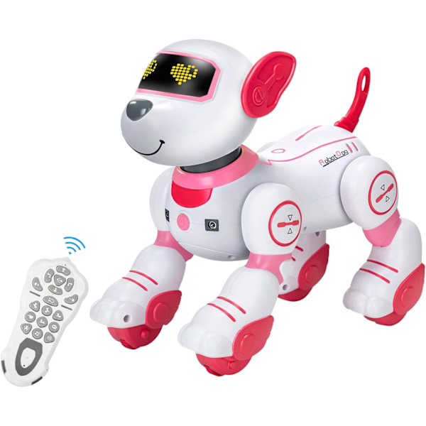 Fjernstyrt robot-hundeleke: Programmerbar robotvalp for barn, smart interaktiv robotkjæledyrhund, dansende, syngende, stuntdyrleke for småbarnleker