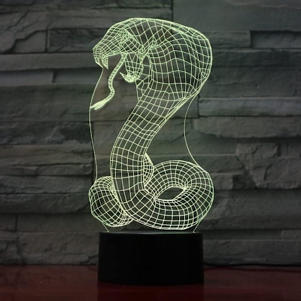 Piirretty Käärme Yövalo 3D USB Kosketuskytkin Akryyli 7 Väriä Gradientti Tunnelma Lamput Valojuhlat Sisustus