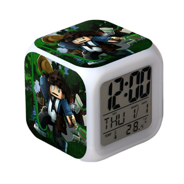 Wekity Anime Alarmklocka One Piece LED Kvadratklocka Digital Alarmklocka med Tid, Temperatur, Alarm, Datum