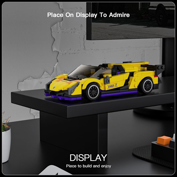 Superbilmodeller Byggset med Display Case, 27053 Modellbil Byggsatser, Leksaksbil Byggklossar, Speed Race Bil Byggsatser(365PCS)