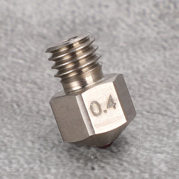 3D-printerdyse i titaniumstål 0,4 mm MK8, kompatibel med høj temperatur PETG ABS PEI PEEK