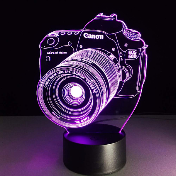 Qinwei Kamera 7 Farve Skiftende Natlampe 3D Atmosfære Lys 3D Visuel Illusion LED Lampe til Børn Jule Fødselsdagsgaver